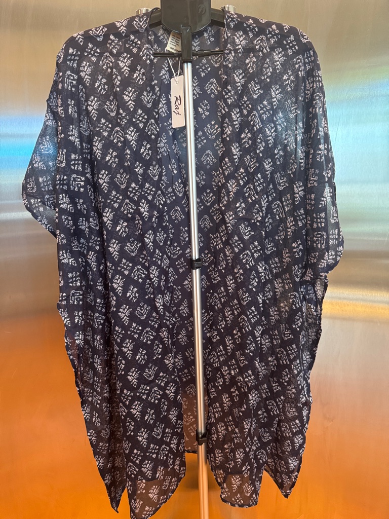 Raj Navy & White Patterned Kimono Wrap
